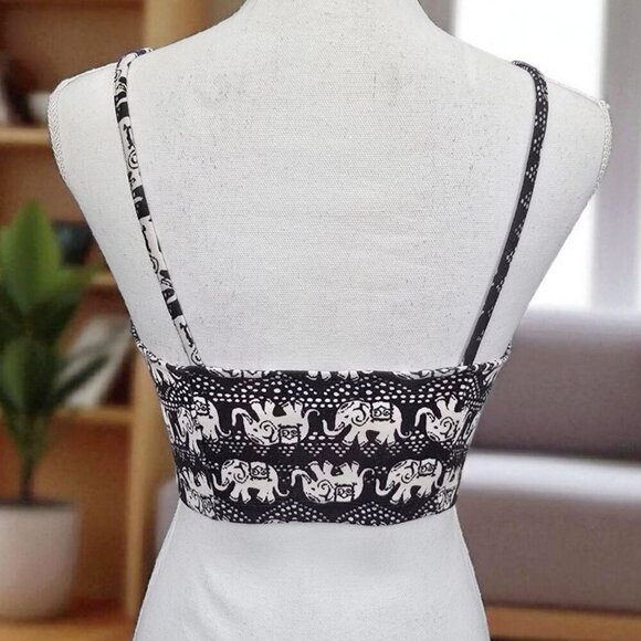 Forever 21 Elephant Print Cami ✦ Cropped Boho Travel Vibes ✦ Adjustable Stretch - Picture 3 of 10